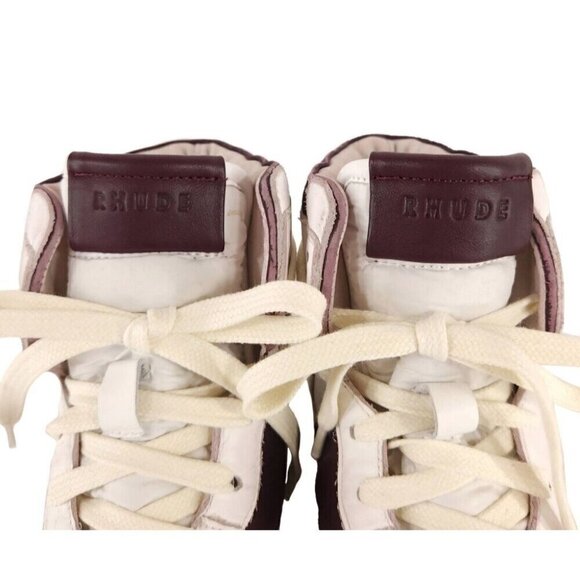 Rhude Rhecess-Hi Sneakers 7 Men's White Maroon Sneakers New - Picture 5 of 13